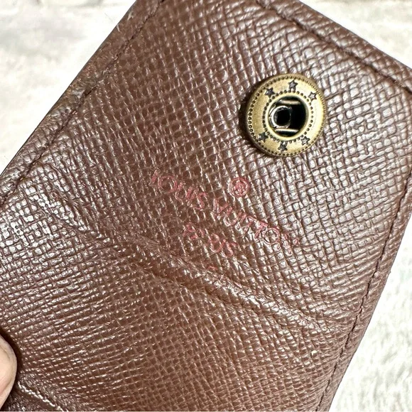 Louis Vuitton Damier Ebene Card Case Holder KEY FOB wristlet pouch CUTE! - Picture 8 of 9